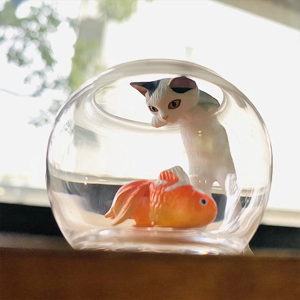New Products In Stock See Goldfish Cat Blind Box Catch Fish Three Flower Cat Black Cat Trendy Play With Desktop Ornaments Gift