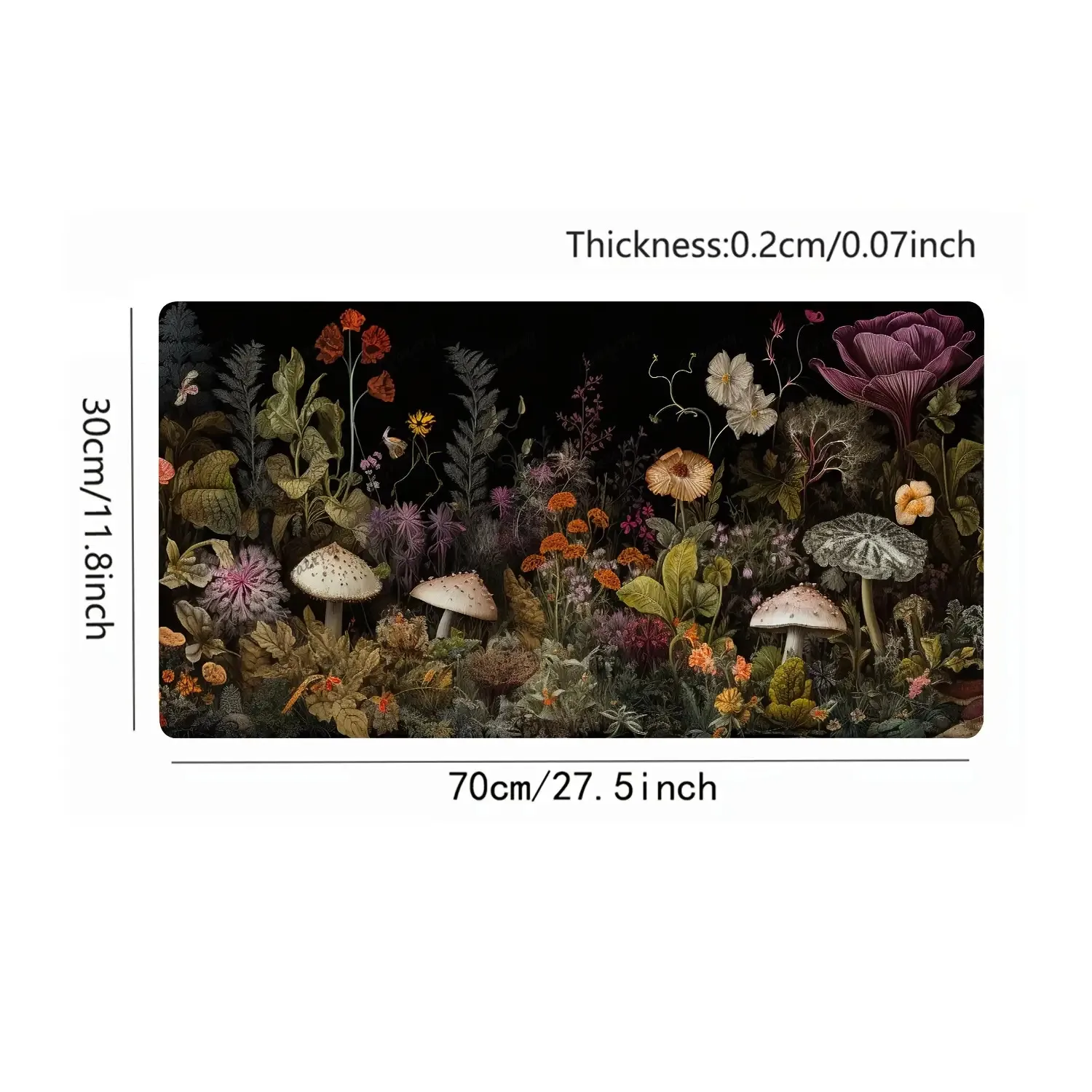 Mushroom and Wildflower Garden Extra Large Desk Mat Non-Slip Rubber Base Gaming Mouse Pad