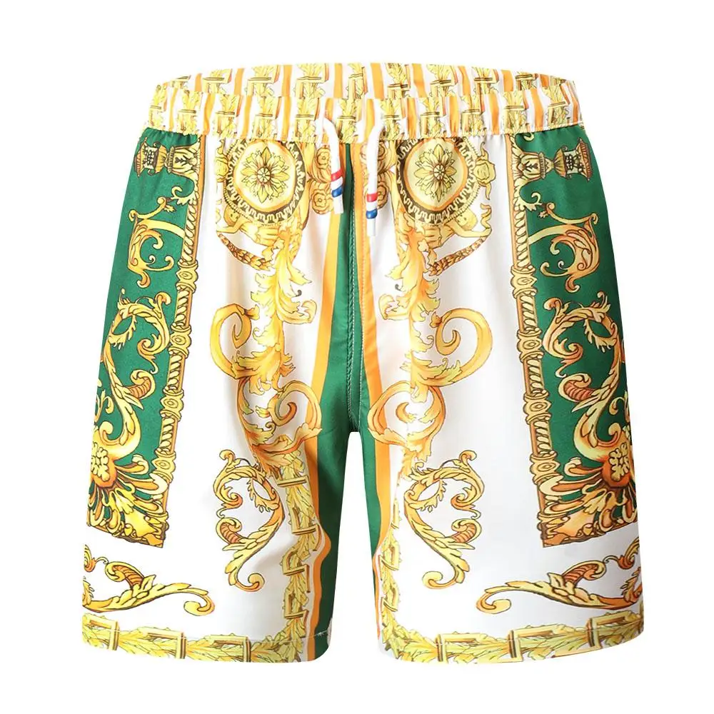 Gold Luxury Swimwear Shorts Breathable Surf Board Shorts Men\'s Vacation Beach Shorts Quick Dry Swimsuit Summer Sports Trunks Boy