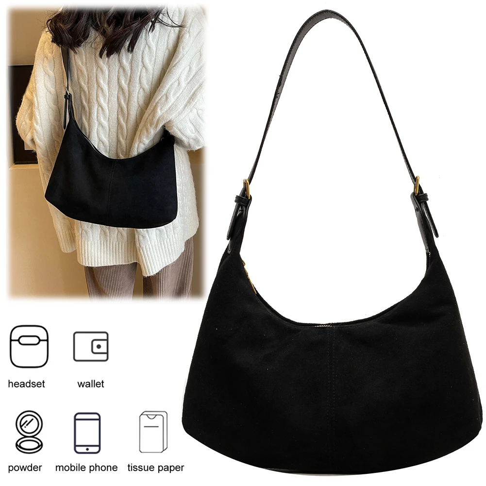 

Crescent Bag for Women with Inner Pocket Hobo Bag Adjustable Strap Crossbody Bag Zipper Handbag for Work Travel