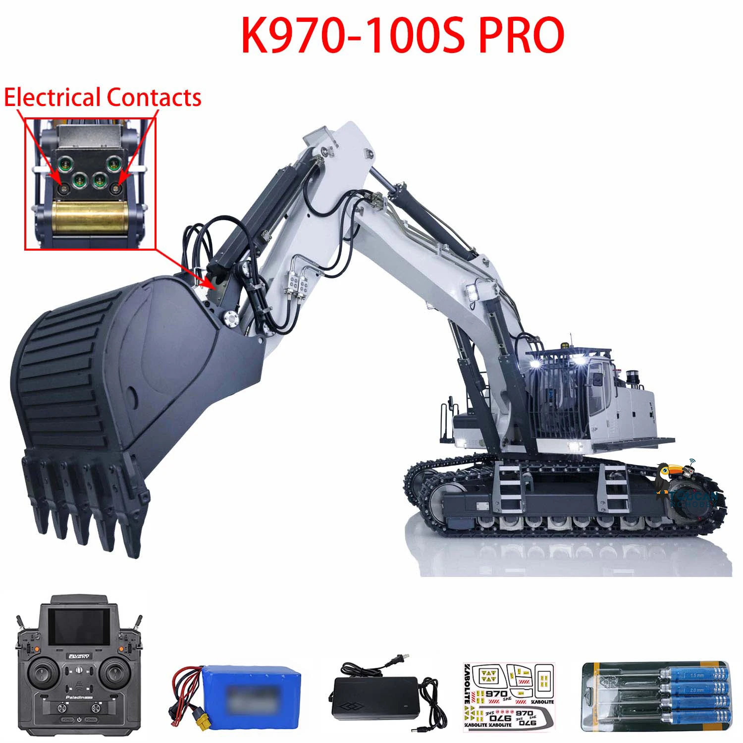 RTR Kabolite K970 100S Pro 1/14 RC Hydraulic Excavator Construction Digger Machine Smoke Remote Control Model for Adult TH20209