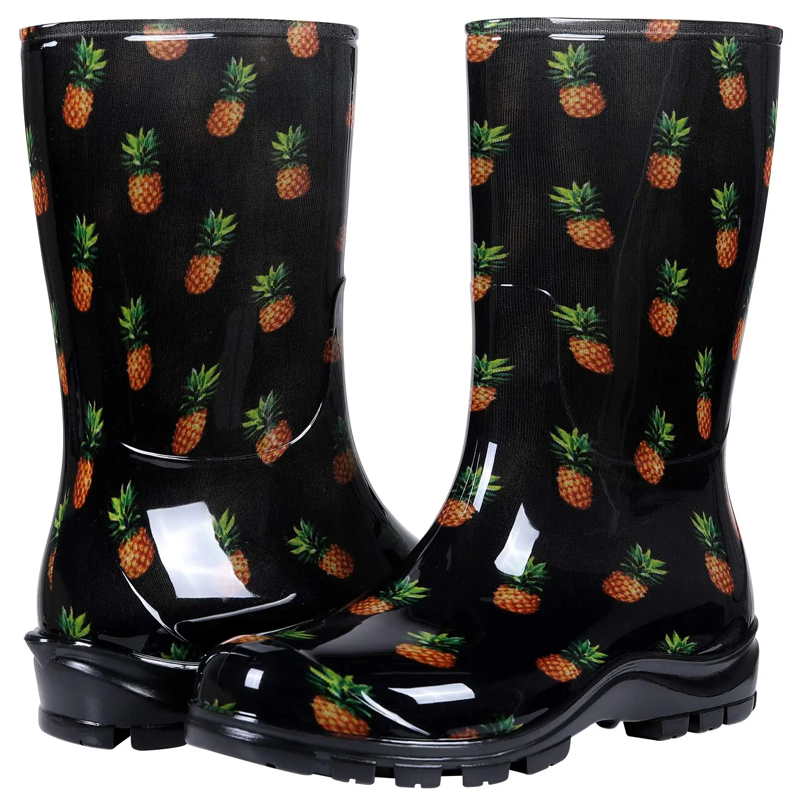 Litfun Summer Rain Boots For Women Fashion Printed Rain Shoes Outdoor Work Anti-Slip Waterproof Boots Comfortable Rubber Shoes