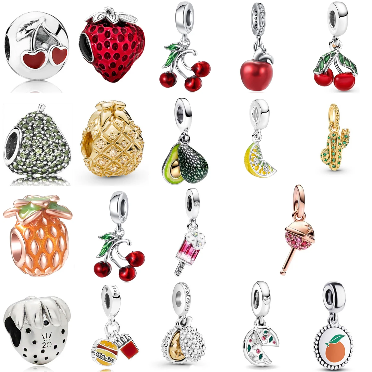 

Новый кулон из стерлингового серебра 925 пробы с клубникой, авокадо и лимоном, подходит для оригинальных подвесок, браслета, ожерелья, ювелирных аксессуаров