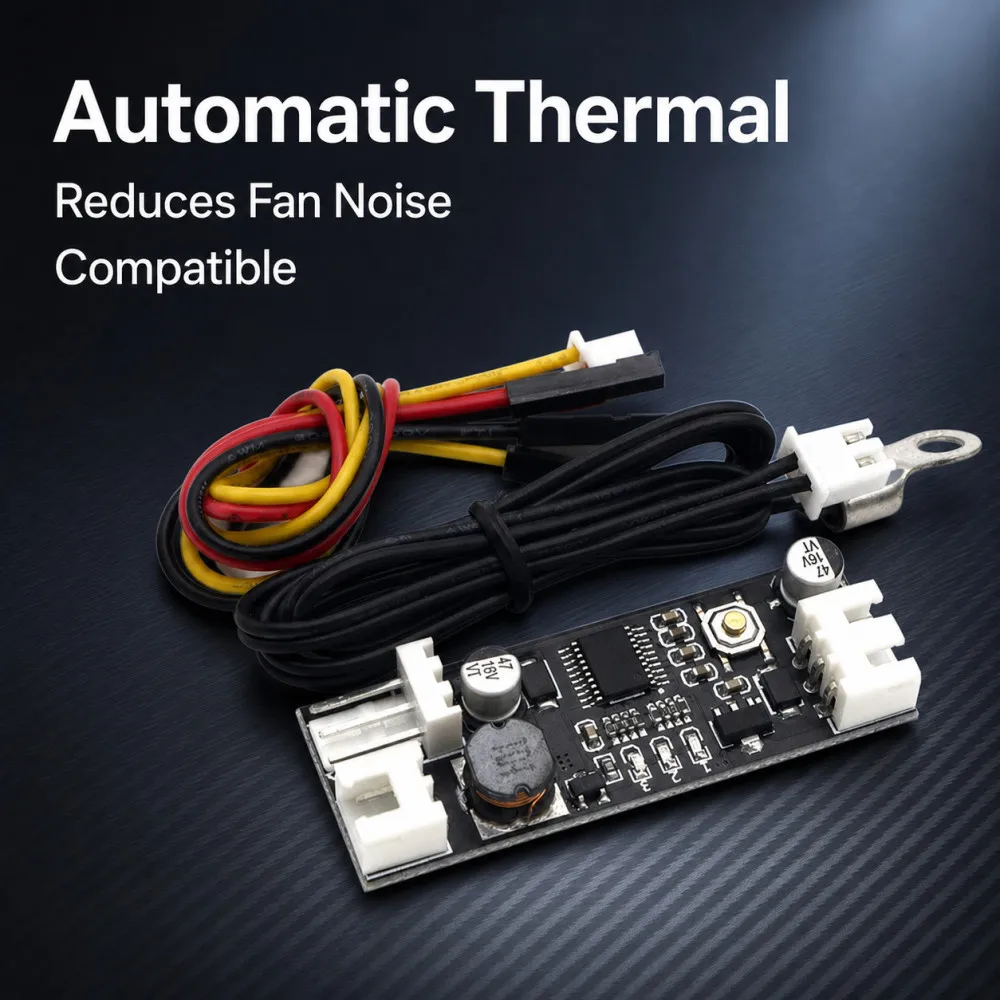 12V 0.8A PWM Fan Controller - Temp Control & Noise Reduction for 2/3-Wire Fans - NTC B 50K 3950