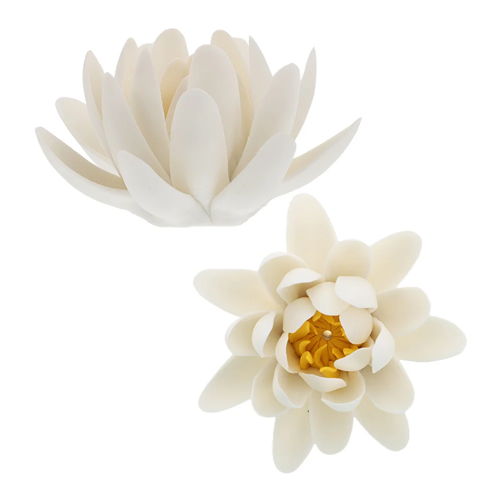 

2Pcs White Ceramic Lotus Incense Holder Vintage Porcelain Flower Burner Stick Holder Yoga Meditation Aromatherapy