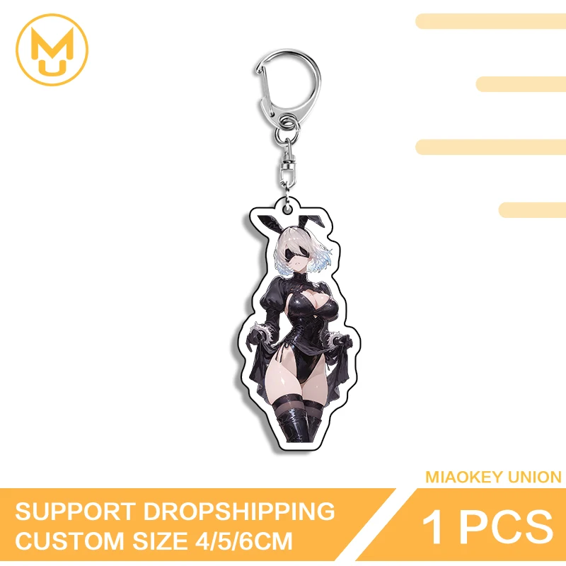 Nier 2B Bunny Girl Photo Keychain Amusing Acrylic Keyring Customizable Unique Suitable For Friends Fashion Key Ring Gifts