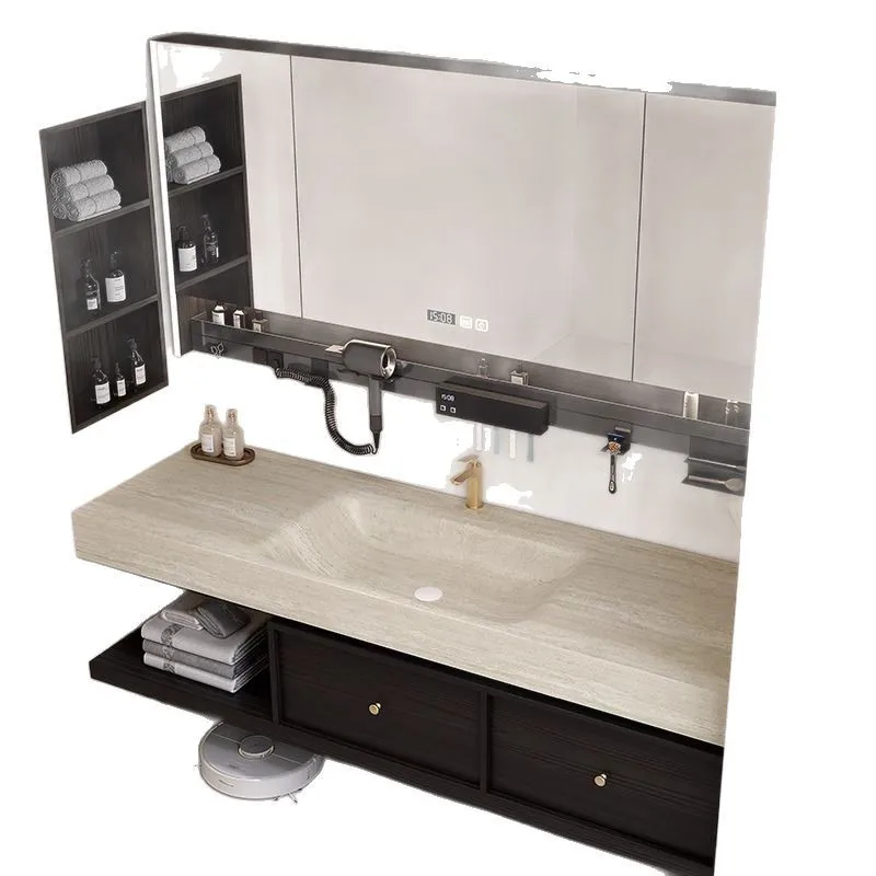 

Medieval rock slab hot bending integrated basin, bathroom cabinet combination, washing table, toilet
