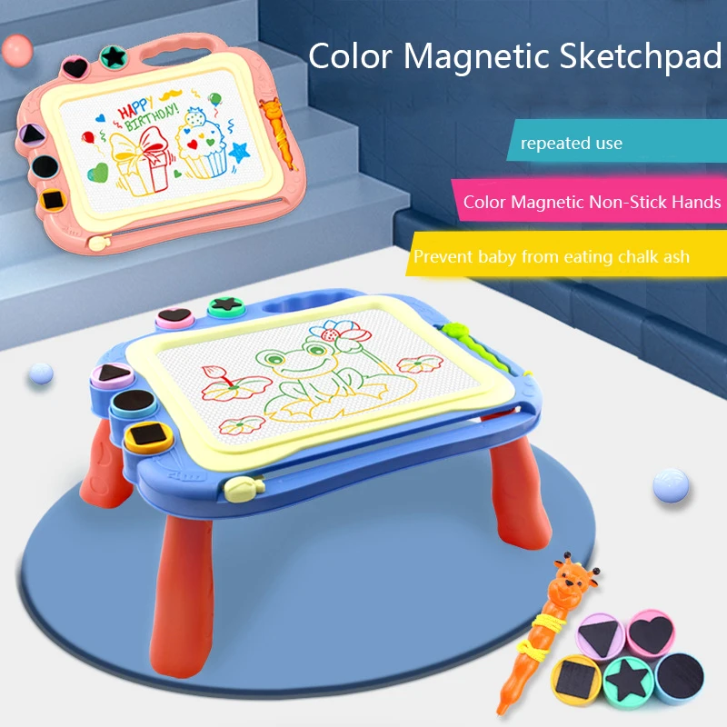 เด็ก Magnetic Drawing โต๊ะของเล่นเด็กจิตรกรรม Board โต๊ะศิลปะหัตถกรรมการศึกษาการเรียนรู้สีเครื่องมือของเล่นสำหรับสาว