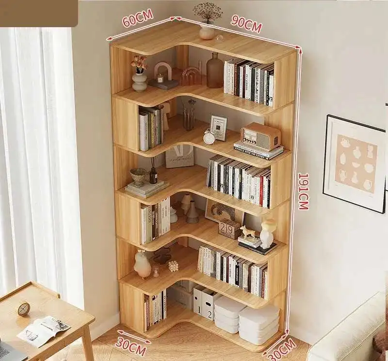 Modern Multi-layer Bookcases for Study Solid Wood Corner Storage Bookcase Light Luxury Simple Household Bookshelf for Library image 3