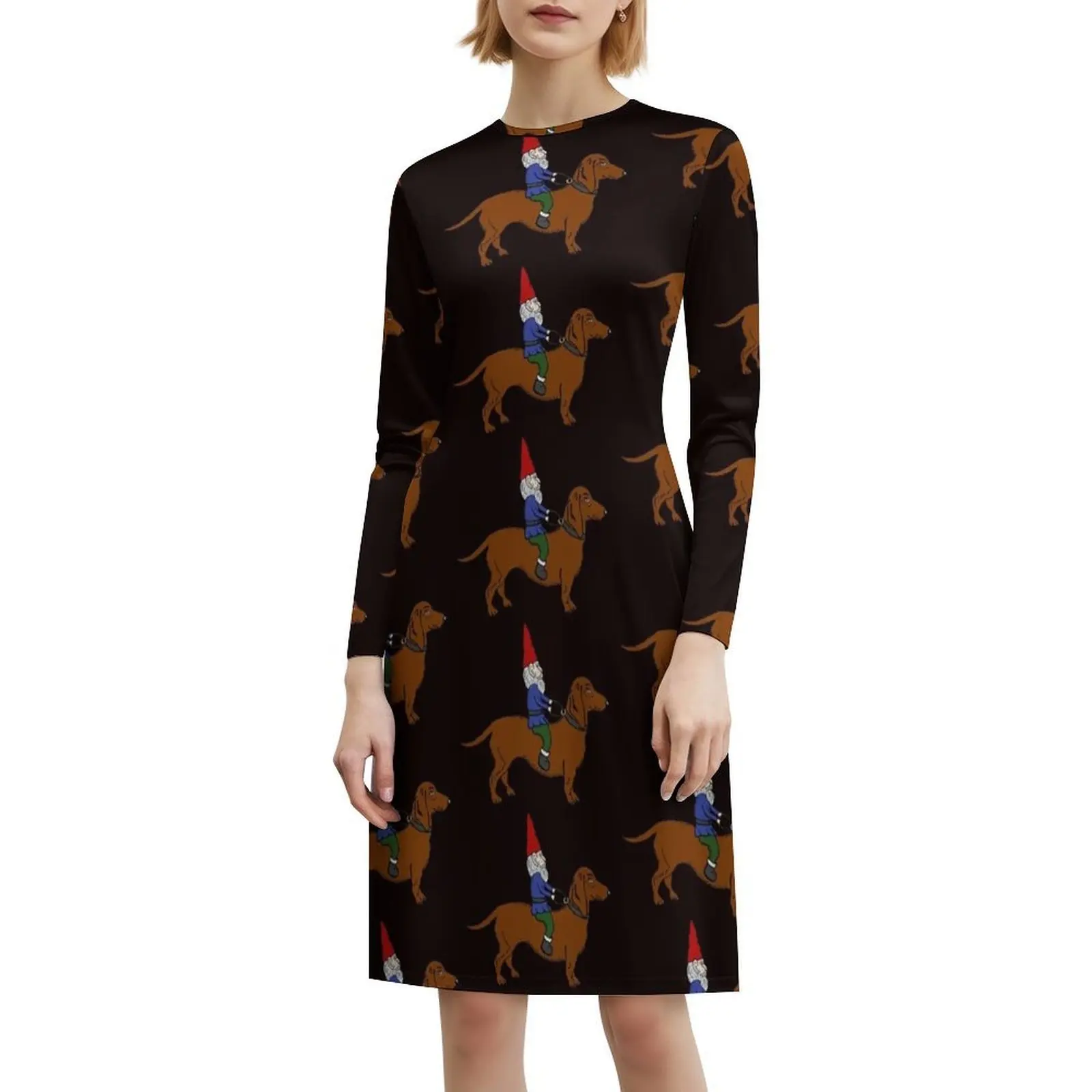 فستان Gnome Riding A Dachshund By Viva Sweet Love على الطراز الكوري للنساء فستان كاجوال أنيق للحفلات أو الارتداء اليومي Dachshund #6