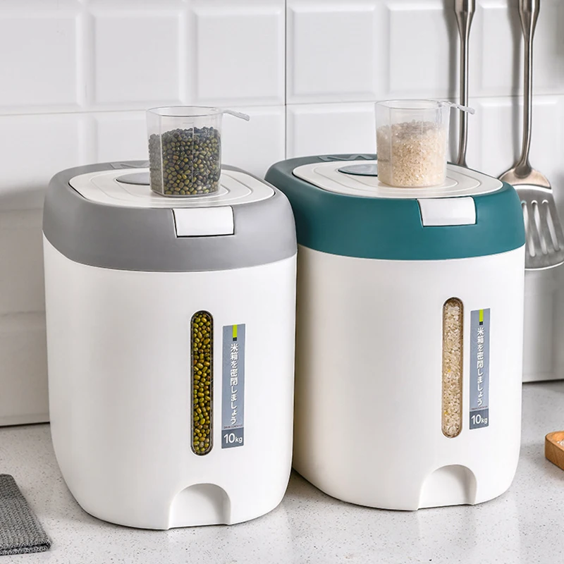 5/10Kg Rice Bucket Sealed Rice Dispenser Insect Moisture Proof Sealed Rice Storage Container Grain Storage Box