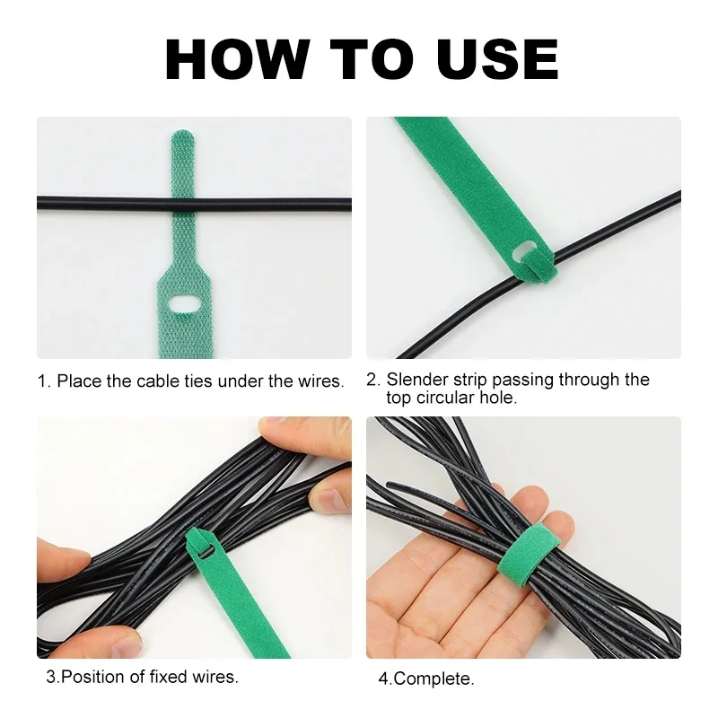 10/20Pcs Releasable Cable Ties Colored Plastics Reusable Cable Ties Nylon Loop Hook Wrap Zip Bundle Adjustable Fasten Ties