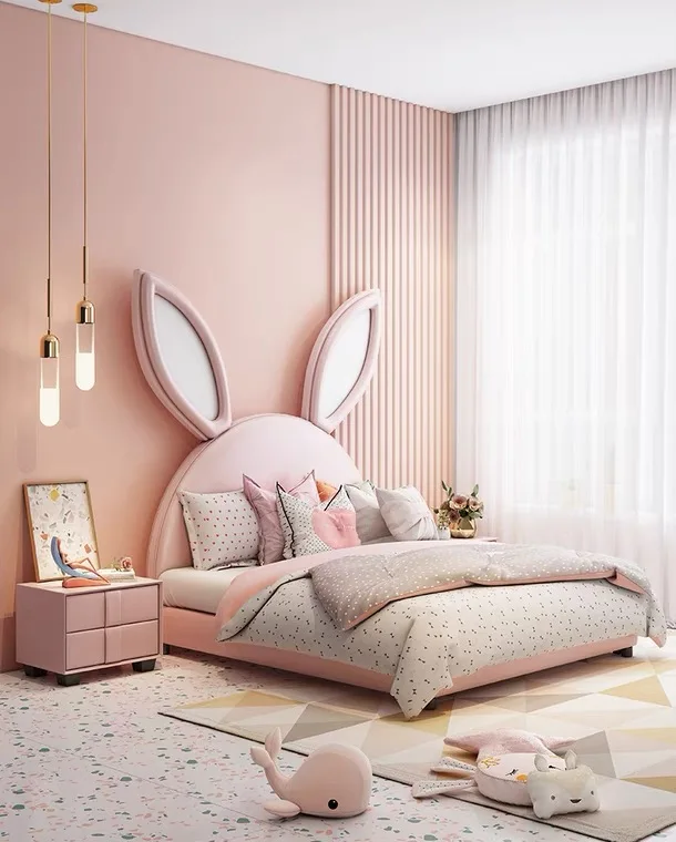 #Hot Sales Design Bedroom Furniture Bedroom Set Kid's Bed Pink Princess Kids Girls Bed Set Furniture for Beautiful Bedroom