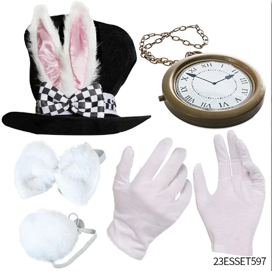 PESENAR Chapeau haut-de-forme oreilles de lapin pour adulte, chapeau en peluche de chapelier fou, accessoire de Costume de fête d'Halloween