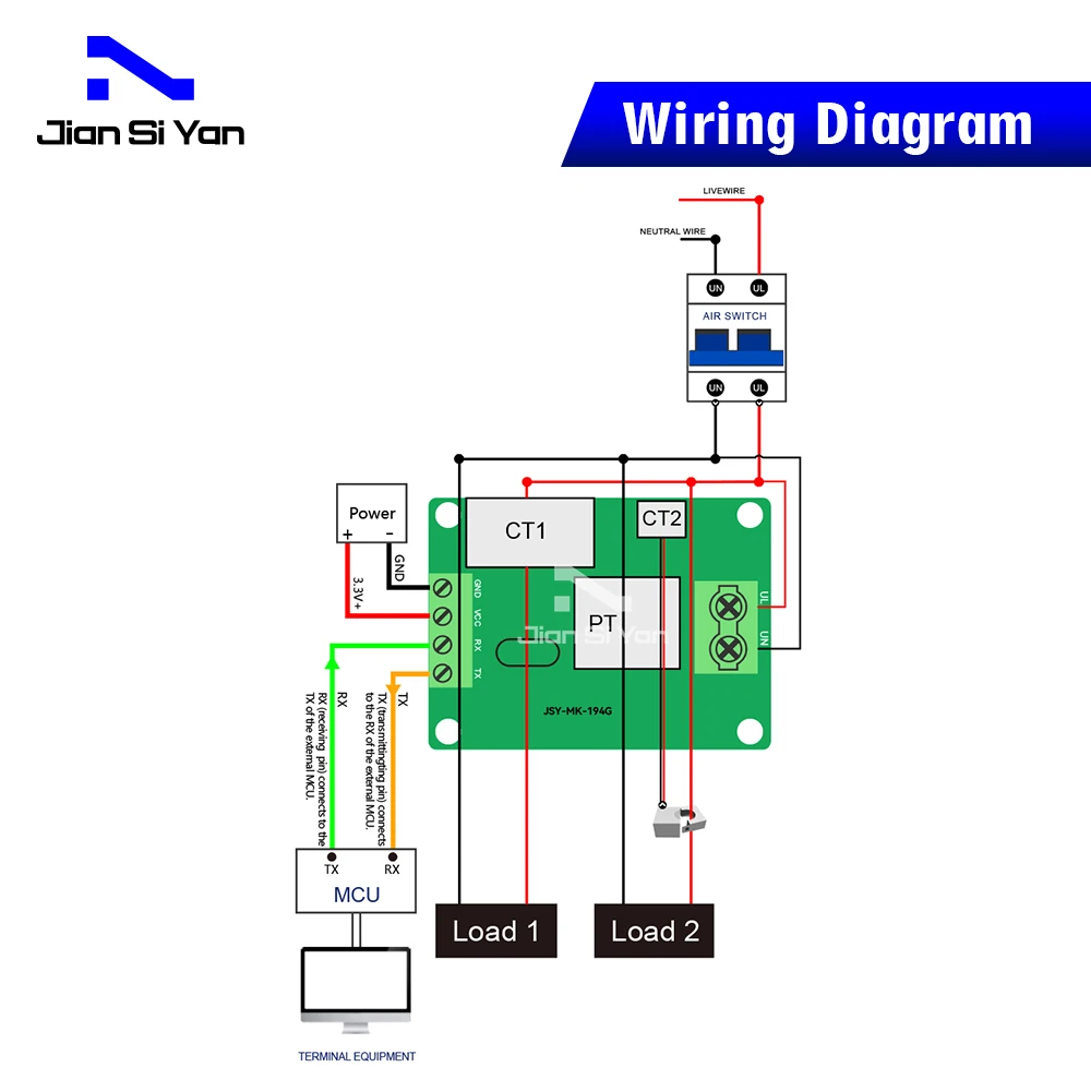 Imagem -03 - Módulo de Medidor de Energia Bidirecional Monofásico Jsy-mk194g 20ma50a ac Ttl Comunicação Modbus-rtu Split Core ct