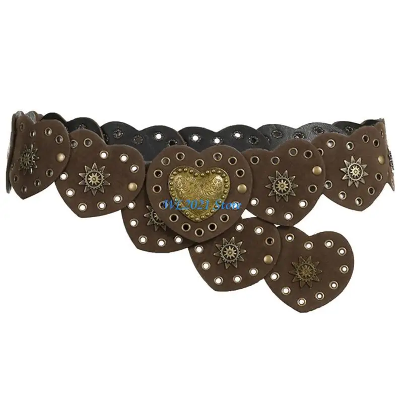 

G5GC White Hollow Out Belt PU Leather WaistbandCutout Belt Fashion Waistband Beautiful Waist Belt for Parties Gatherings