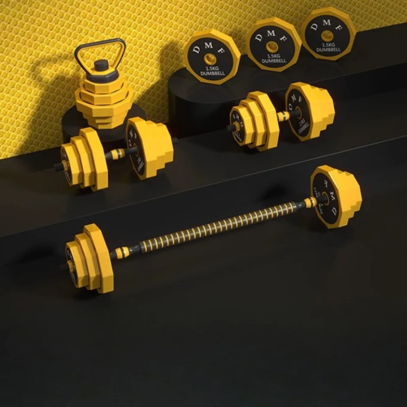 Multi-functional adjustable home dumbbell set with kettlebell handle, suitable for muscle training equipment