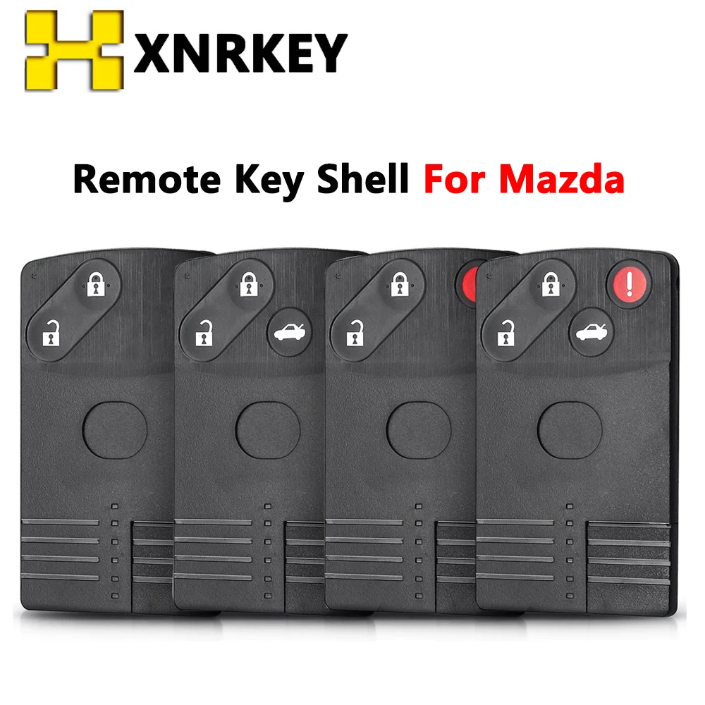 

XNRKEY Smart Card Remote Key Shell for Mazda 5 6 CX-7 CX-9 RX8 Miata 2/3/4 Buttons Case With Insert Uncut Blade