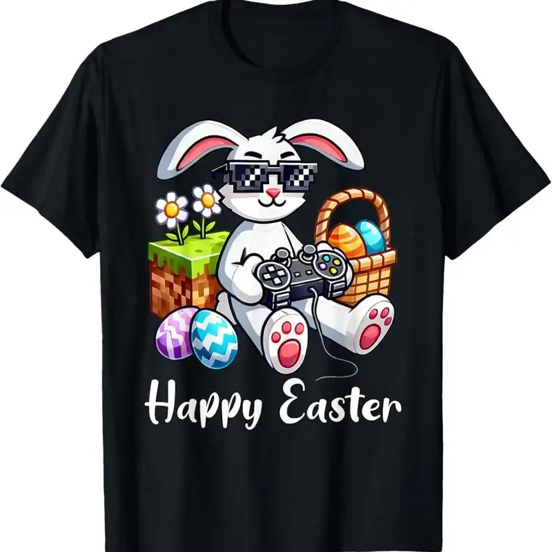 Happy Easter Day Bunny Egg Video Game Kids Mens Boys Gamer T Shirt