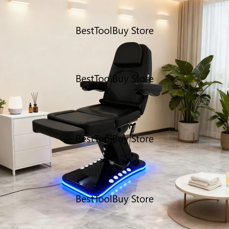 Black Electric 3 Motor Aesthetic Reclining Examination Tattoo Chair Spa Massage Table Facial Beauty Bed