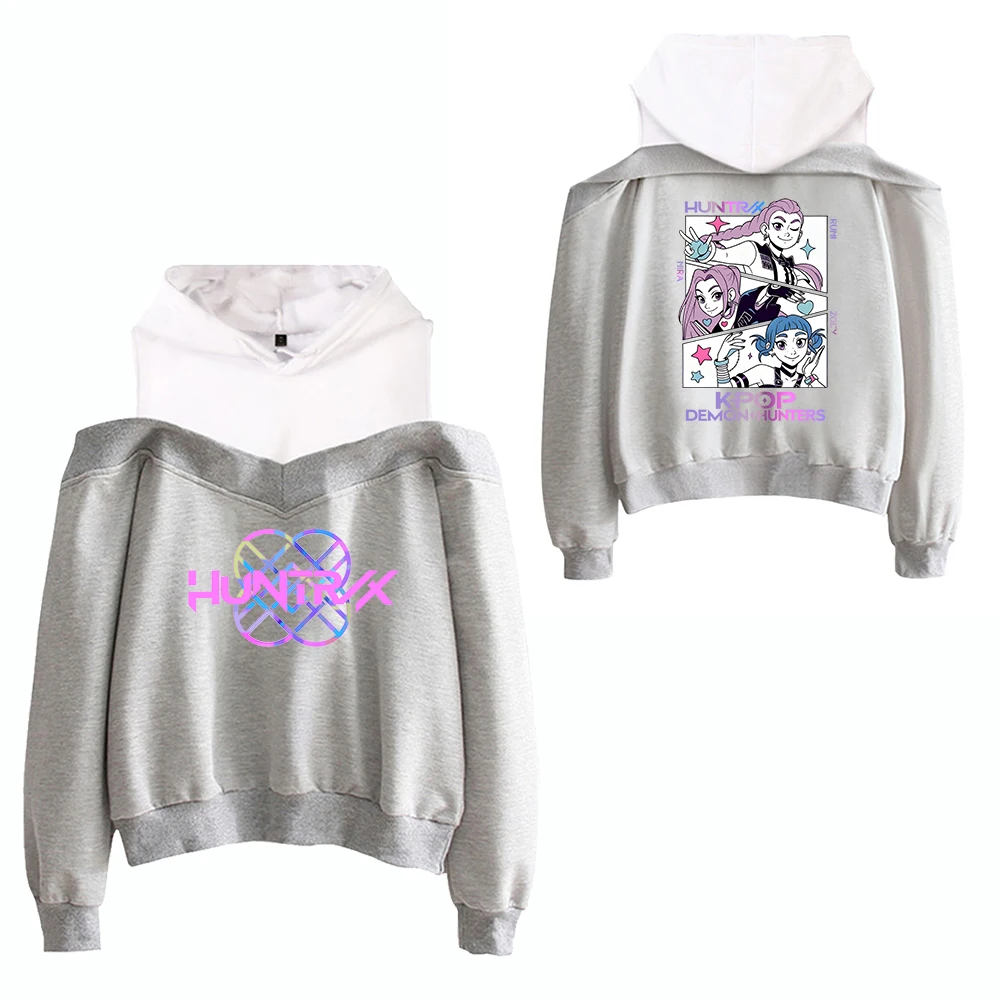 سترة بغطاء للرأس بأكمام طويلة مكشوفة الكتفين من Kpop Demon Hunters - طبقة خارجية حسية هدية عيد الميلاد لصديقتك/الأم