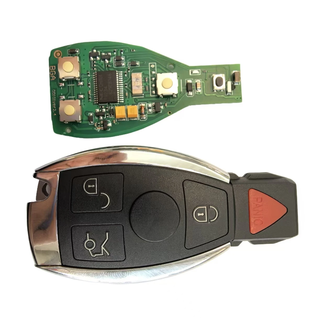 Jingxin – clé NEC de Style BGA, 3/4 boutons, télécommande de voiture intelligente, 315/433MHz, pour MB Mercedes BENZ C E S 2, prend en charge le Fob NEC BGA d'origine
