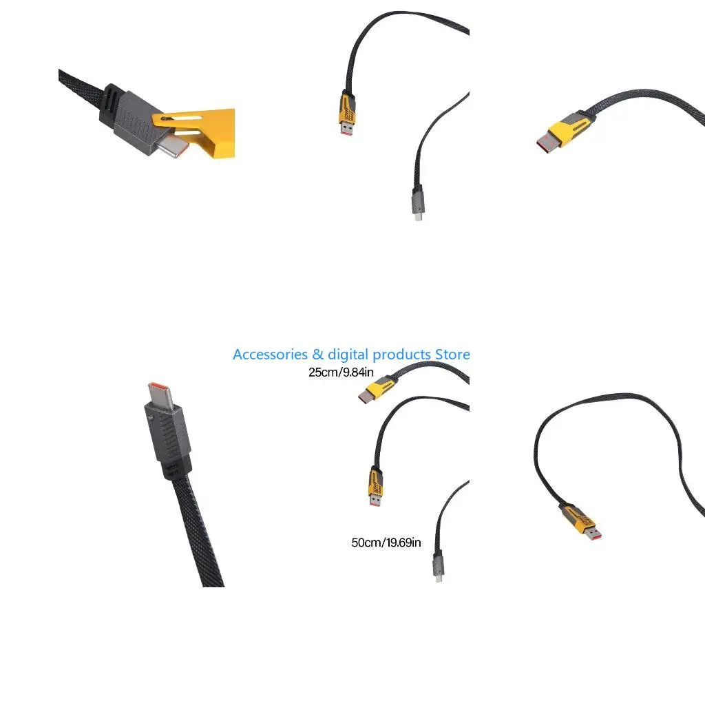 77JD 25cm/50cm Type C + USB to Type C 2 in 1 Chargeing Cable 65W Fast Charging & Fast-speed Data 480Mbps for Game Consoles