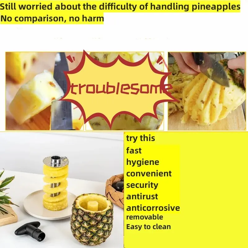 1 stücke Ananas Slicer Schäler Schäler Edelstahl Obst Werkzeuge Kochen Werkzeuge Küche Zubehör Küche Gadgets – Detail 3