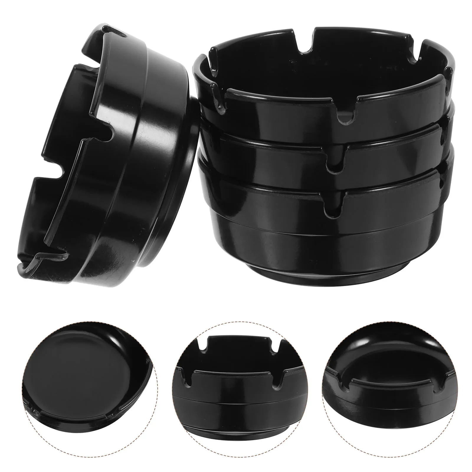 

4pcs Melamine Round Fire-Resistant Ashtrays Unbreakable Stackable Smoke Tray For Home Hotel Restaurant Tabletop Cigarette Bin