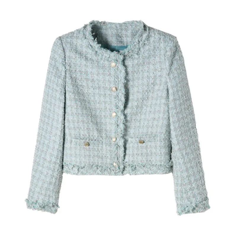 

Mint Green Women's jacket autumn/winter one piece classic jacket, small fragrant loose