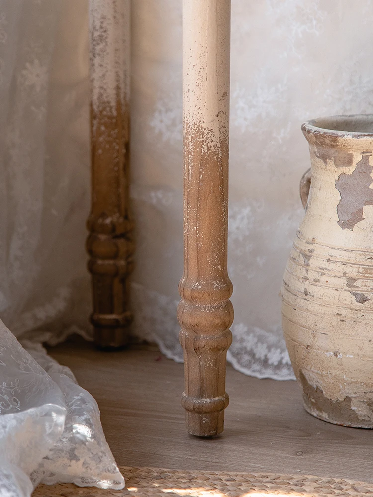 Two Toned Half Round Wooden Console Table with Drawers, Living Room Furniture, Retro Shabby Chic Style