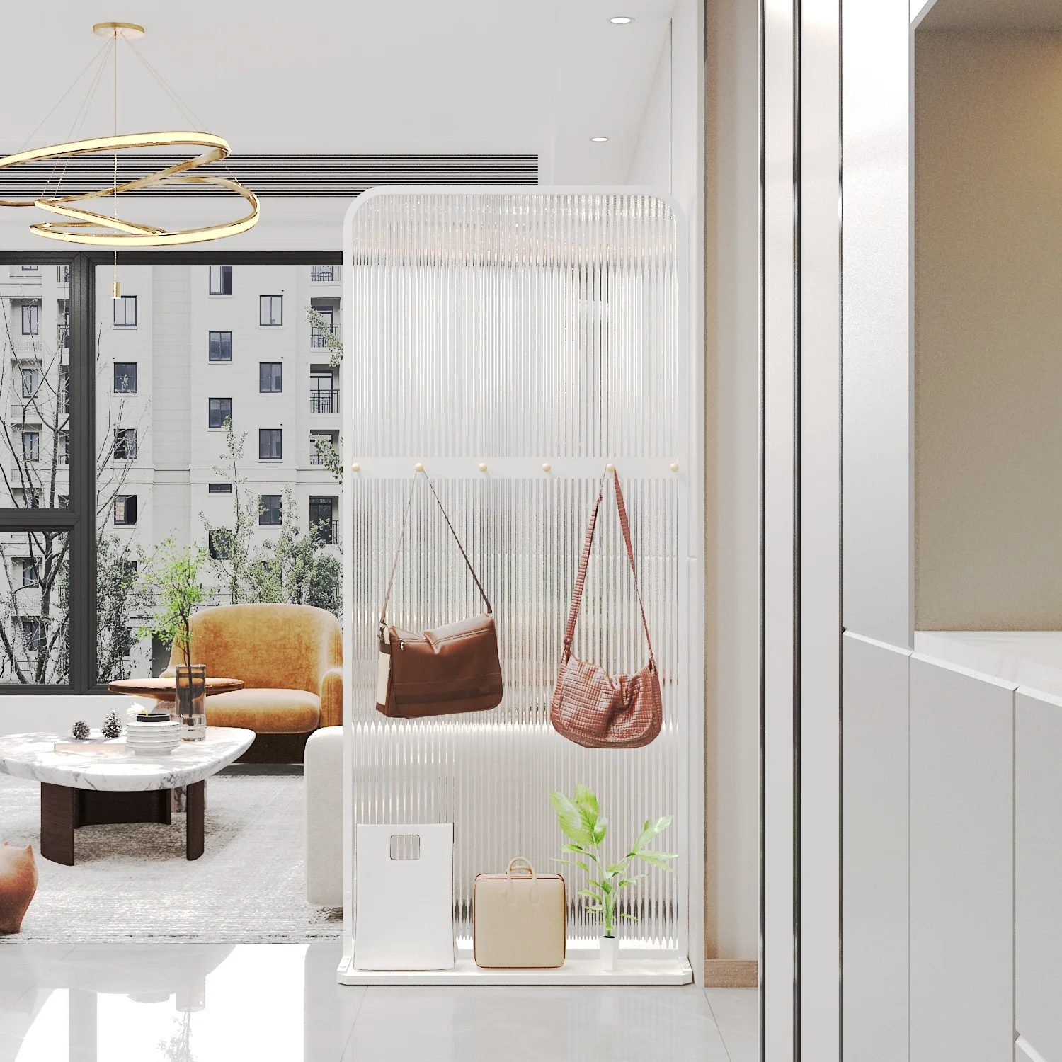 Home removable Changhong glass screen partition, living room entrance shielding, hanging clothes, hats, bags, shelves 2024 new m