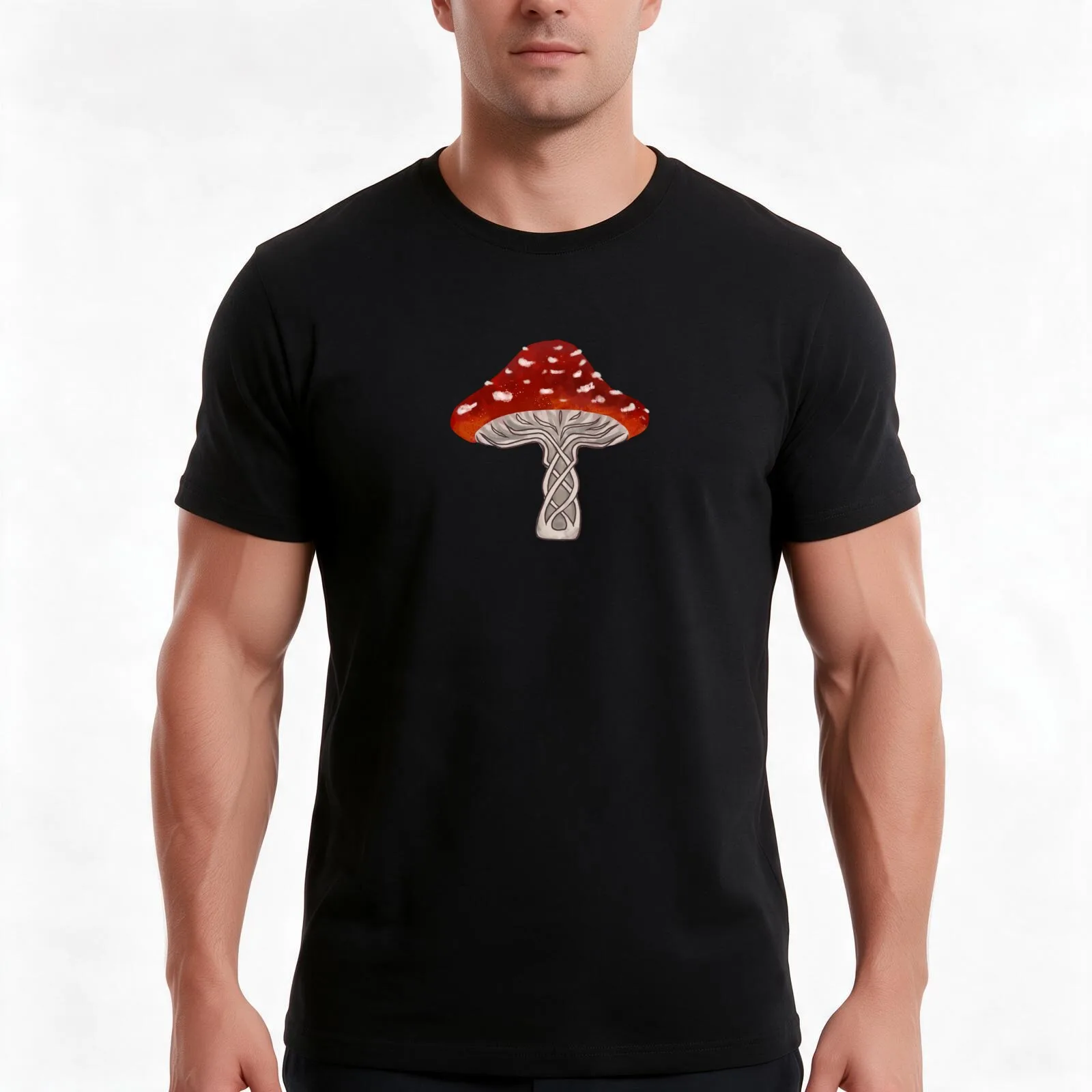 knotted toadstool T-Shirt, Summer Casual Cotton Tee, Oversized Streetwear Tops, Vintage Graphic Print, Loose Fit Short Sleeve