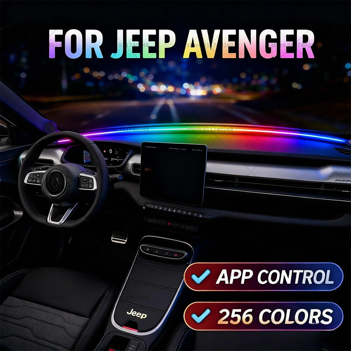 

Декоративная световая полоса для Jeep Avenger, цветная акриловая звукоизоляционная полоса для лобового стекла, атмосферная подсветка