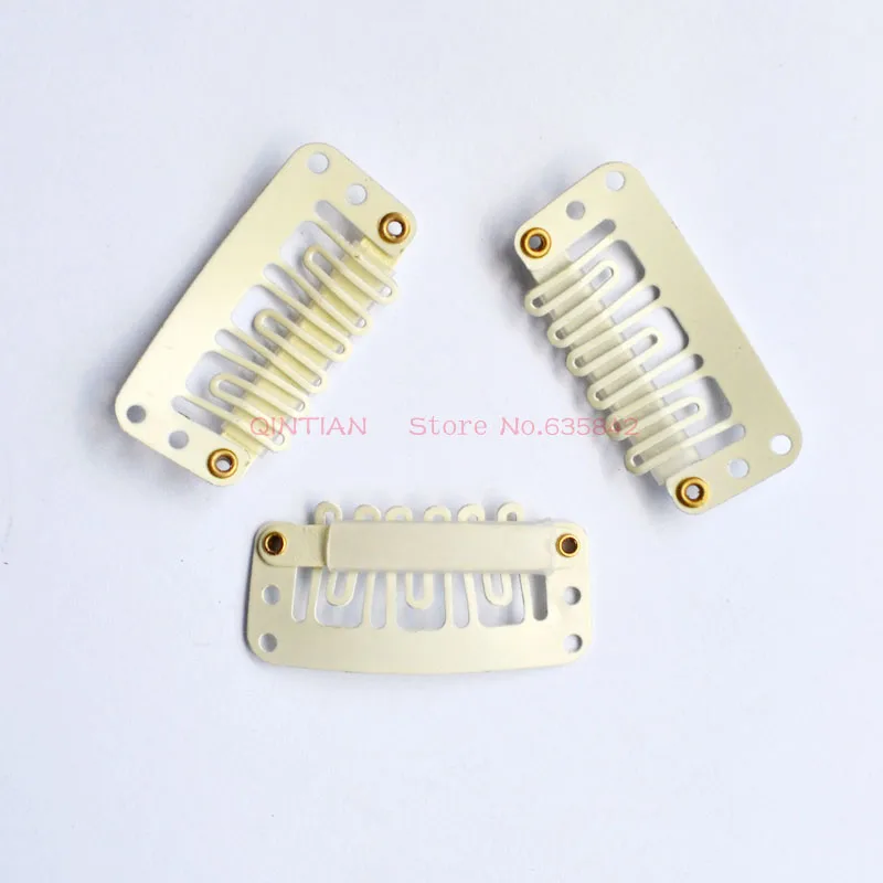 100Pcs 3.2cm U-Shaped Stainless Steel Hair Extension Clips Combs Snap Clip for Wig DIY Tools Hair Salon Use