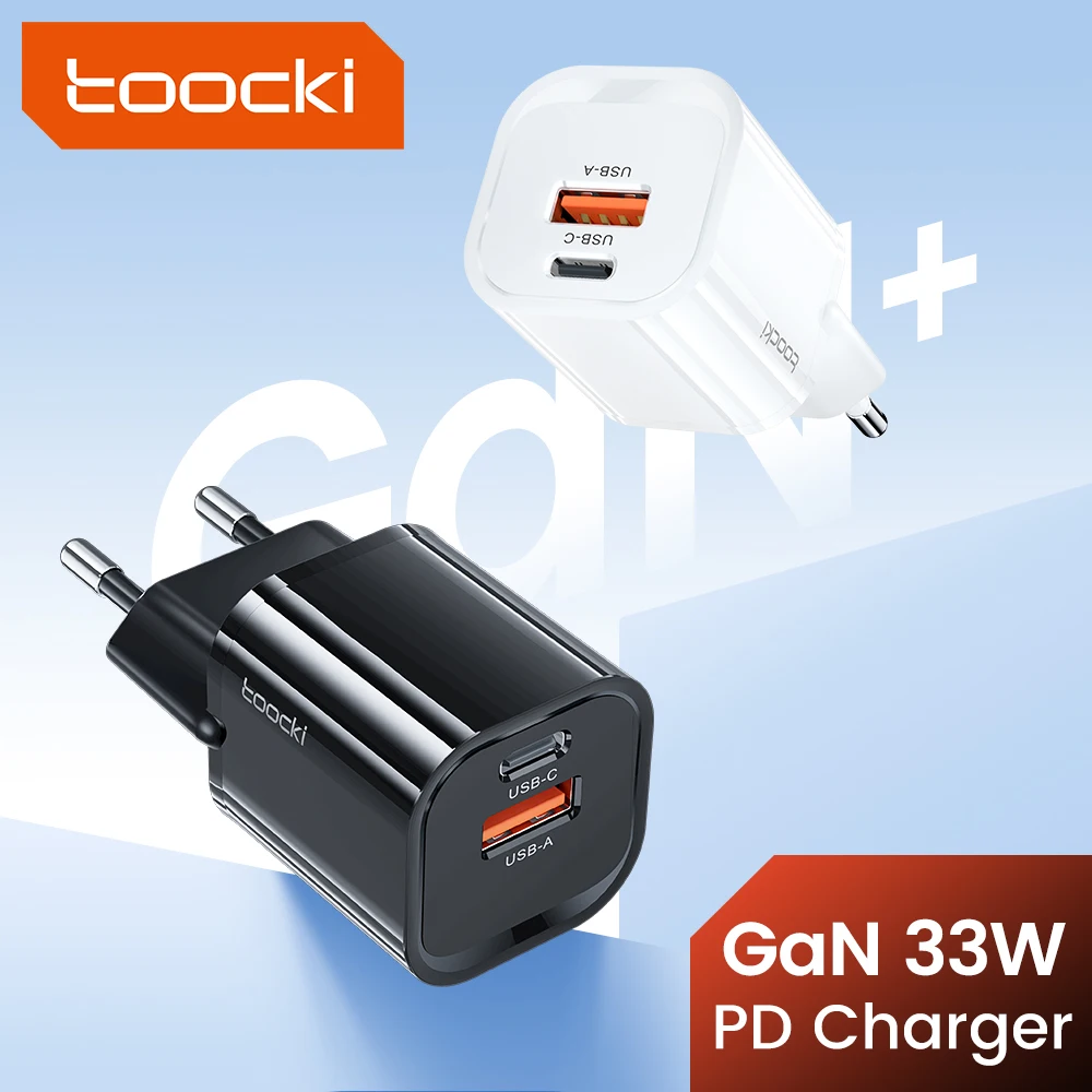 Toocki GaN 33W USB Type C Charger Quick Charge 3.0 PD 3.0 PPS 27W Fast Charger for iPhone 14 13 Pro Max Samsung Realme Xiaomi