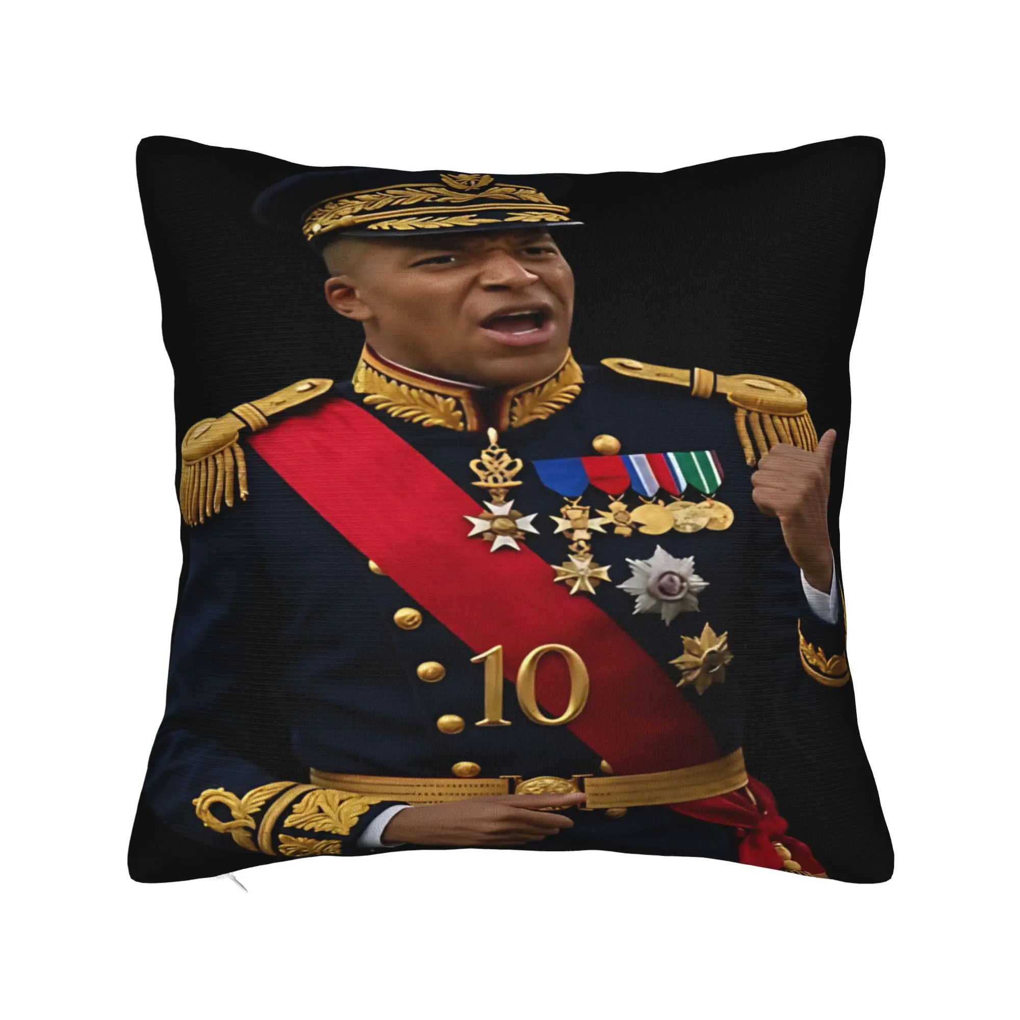 Kylian Mbappe  Golden General Uniform Number 10 Pillow Cover  Comfy Cushion Cover Funny Pillow Case For Sofa Home Decoration