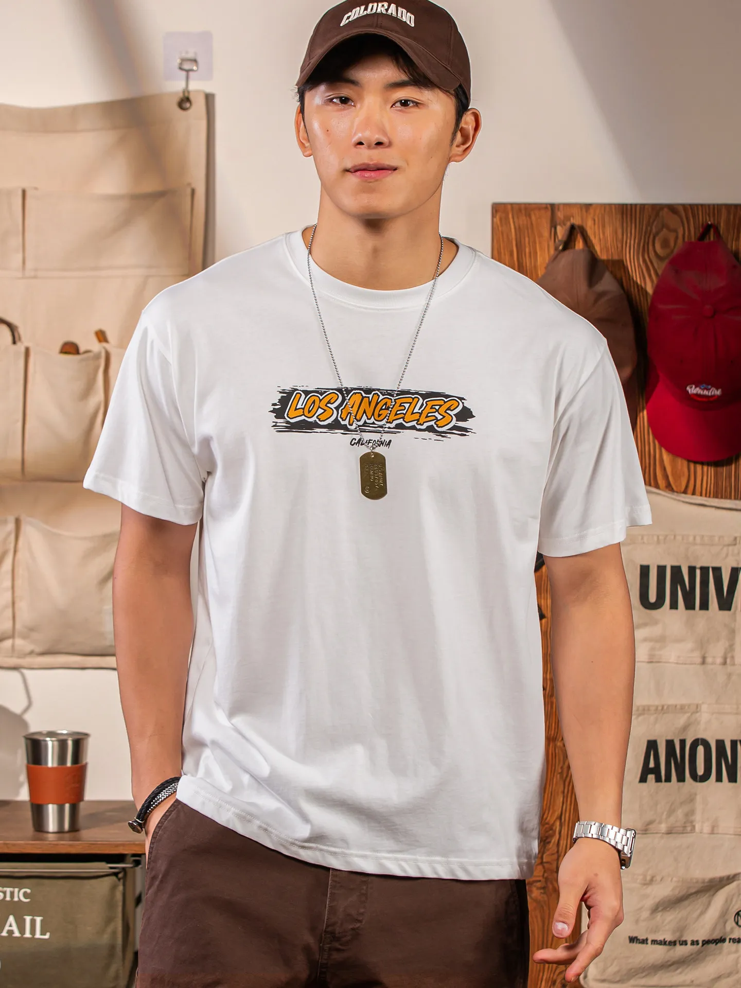 2803# Summer New American Retro Short-sleeved O-neck Letter Printed T-shirt Men's Fashion 100% Cotton Washed Casual Sport Tops