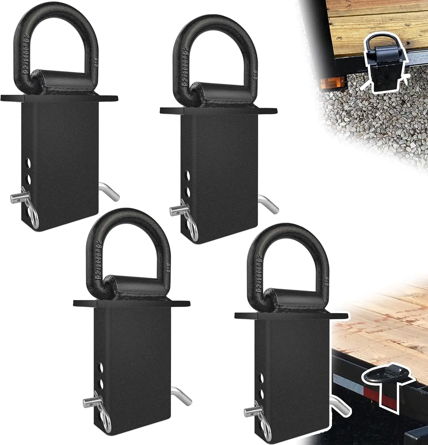 

Усиленный съемный D-образный крепежный кольцевой фиксатор для грузовых отсеков, грузоподъемность 18000 фунтов для прицепов и платформ, черный