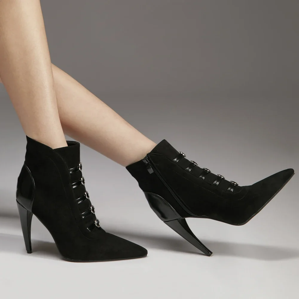 

3.9 inch High Heel Unisex Mid Calf Boots Ankle Ladies Biker Buckle Zip Winter Casual Shoes Size 36-46