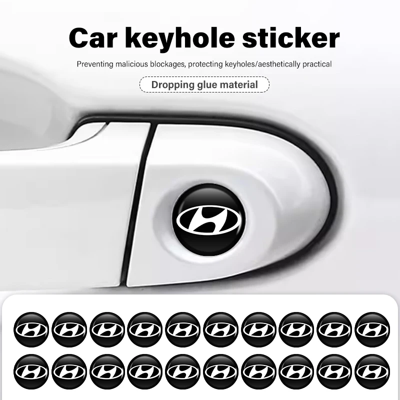 20pcs Car Door Keyhole Protection Stickers Lock Core Decal For Hyundai Creta SantaFe Kona Genesis Equus Coupe Azera ioniq