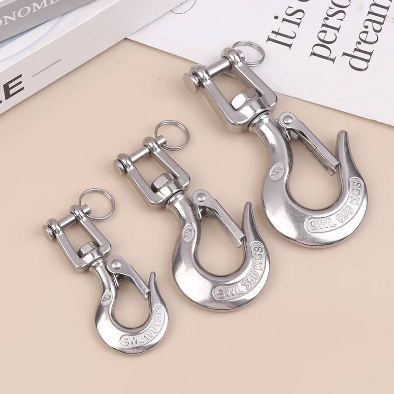 304 Stainless Steel Trigger Clevis Swivel-Eye Lifting Snap Tone Hook Wire Rope Lifting Hook With 150/ 350/650KG Loading Capacity