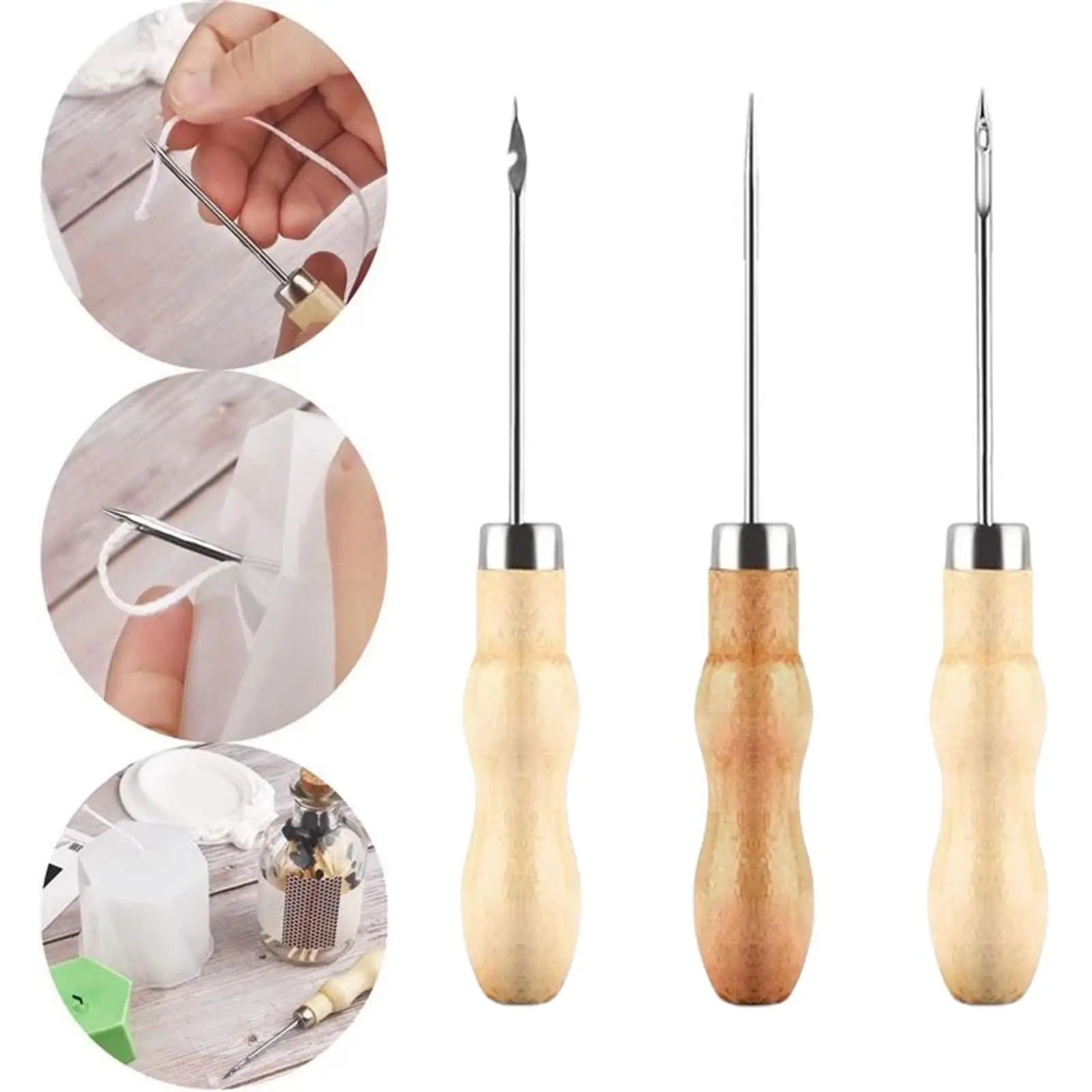3X Sewing Awl Woode…