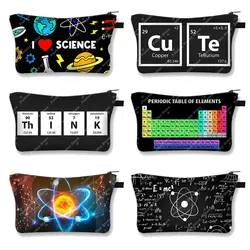 Periodic Table of Elements Print Cosmetic Case Science Chemistry Makeup Storage Pouch Beauty Bag Napkin Bag Lipstick Bag Gift