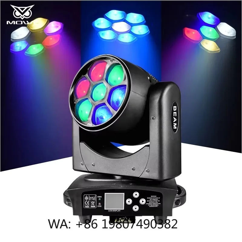 Mini 7x40W 4in1 RGBW Zoom LED Wash Moving Head Projection Light DMX Control for Bar Party Night Club Disco Stage