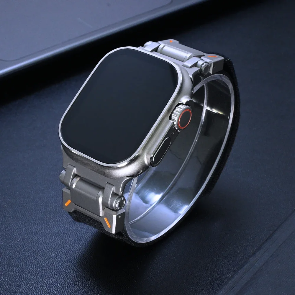 Correa deportiva de nailon para Apple Watch, banda de Color titanio para Apple Watch de 49mm, 45mm, 44mm, 42mm, Iwatch Series 9, 8, 7, 6, 5, 4 Se 3 Ultra 2