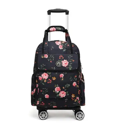 Mochila de Viagem de Rodas Femininas, Trolley Bag, Rolling Duffel, Carry On Bagagem de Mão, Spinner Wheels Bags