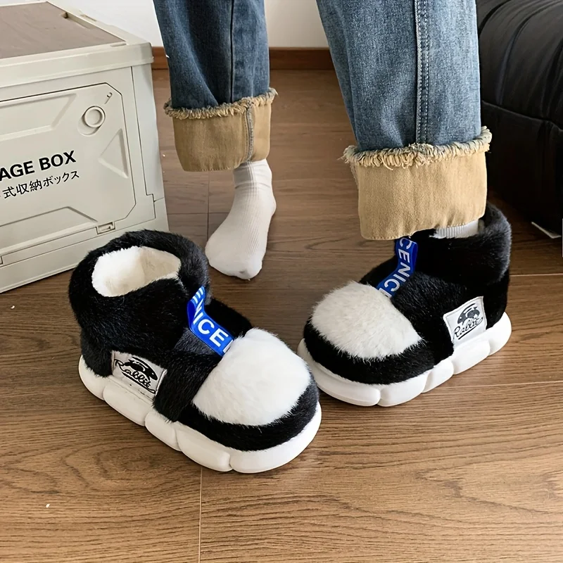 Damen Warme Baumwollschuhe Paar-Winterhausschuhe Weiche Plüsch-Dicksohlen-Hausschuhe Flauschige Fußbekleidung für Frauen und Männer Indoor-Straßen-Schneestiefel – Detail 1