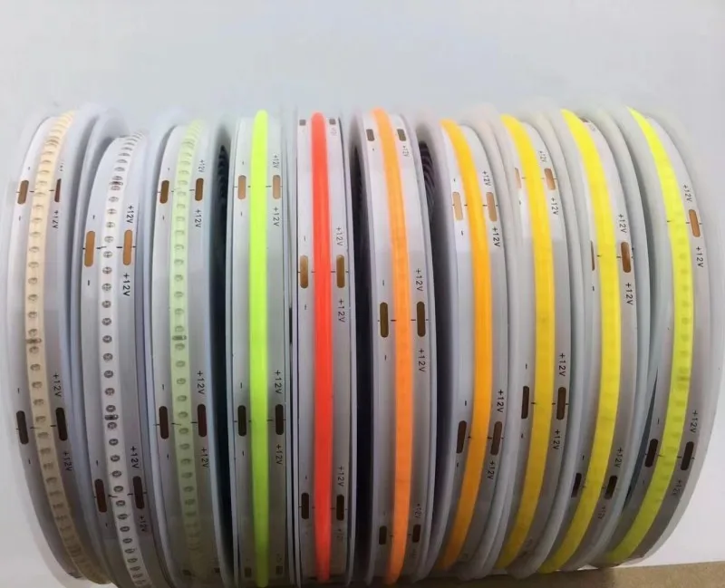 

DC12V 24V COB LED Strip Light 320 / 384 / 528 LEDs/M 3000K 4000K 6000K Yellow Pink Ice Blue High Density Flexible Tape Ribbon 5M