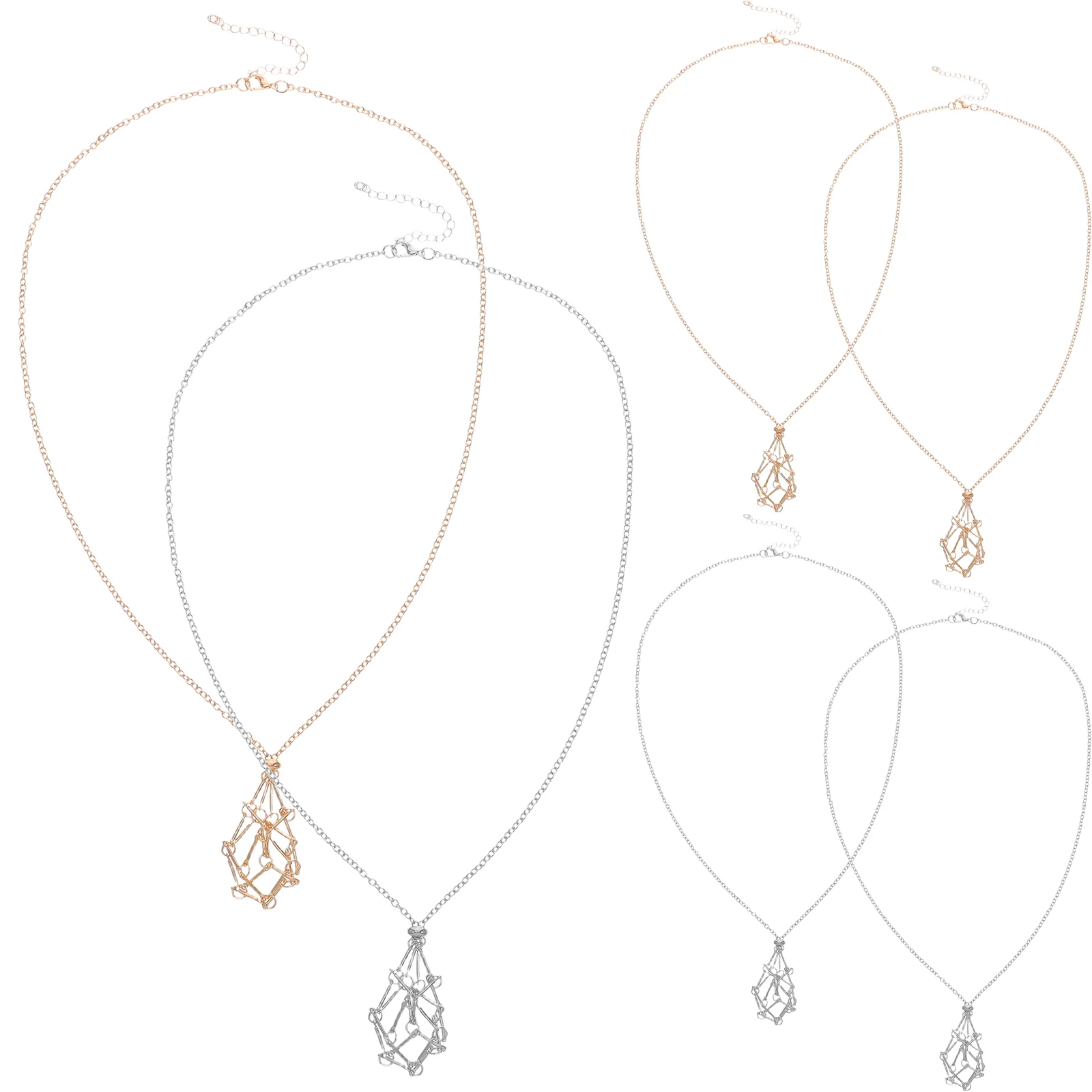

6pcs Crystal Necklace Holder Adjustable Stone Pendant Choker For Women Crystal Holder Necklace Boho Jewelry Set Luck Gift Chain